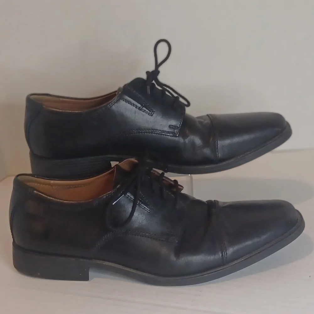 Clarks Collection Men's Cap Toe Oxford Tie Dress Shoes Size 11.5 Leather Black‎